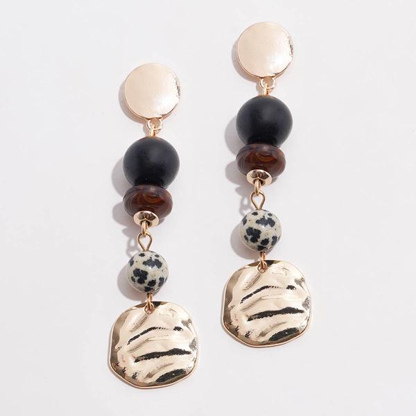 Ashley Cooper(tm) Gold-Tone Semi Precious Stone Disc Drop Earrings - image 
