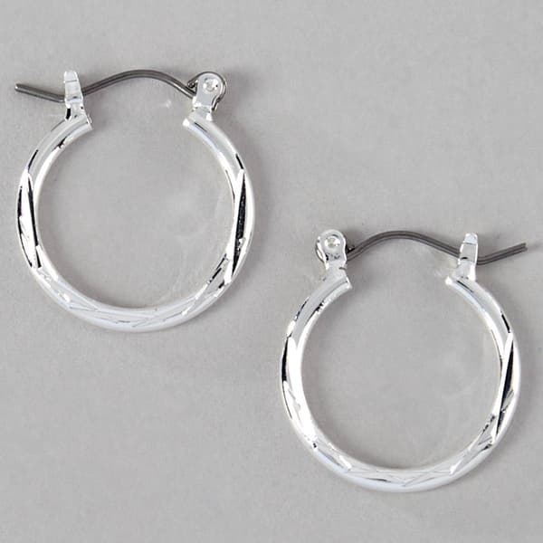 Design Collection Silver Tri-Textured Polished Earrings - image 