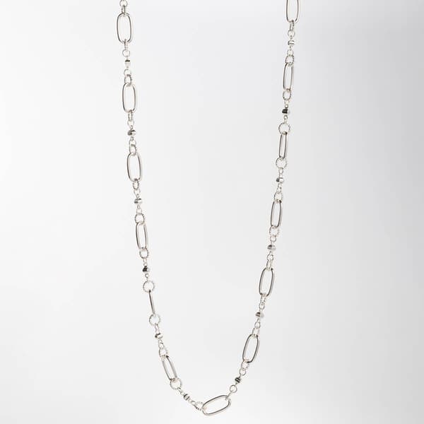 Design Collection Silver-Tone Paperclip Chain Necklace - image 