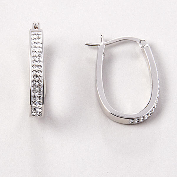 Candela Sterling Silver In & Out Crystal Oval Hoops - image 
