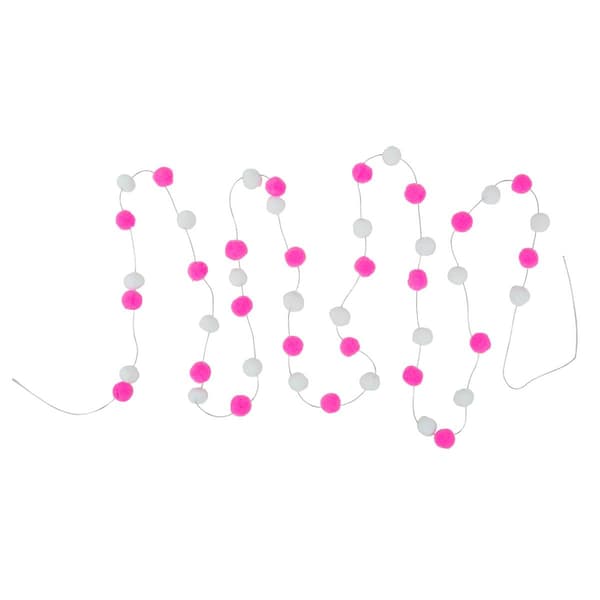 Northlight Seasonal 9ft. Pink & White Snowball Christmas Garland