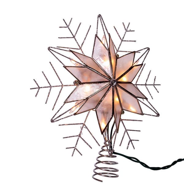 Kurt Adler 10-Light 10in. Silver Capiz Wire Snowflake Treetop