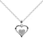 Sterling Silver Diamond Simulate Heart Pendant Necklace - image 1