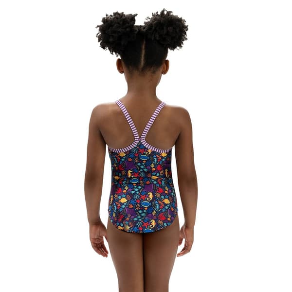 Toddler Girls Dolfin® Little Fish Criss-Cross One Piece Swimsuit