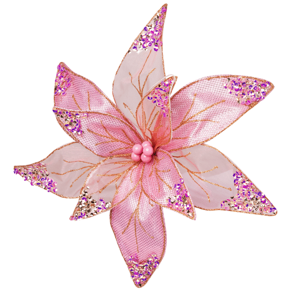 Northlight Glitter & Sequin Poinsettia Clip-on Christmas Ornament
