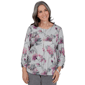 Petite Alfred Dunner Vail 3/4 Ruch Sleeves Floral Blouse - image 1