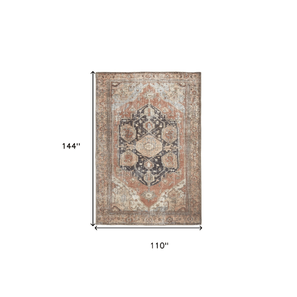HomeRoots Orange Brown & Taupe Abstract Area Rug