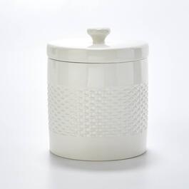 Home Essentials 61oz. White Round Basketweave Canister
