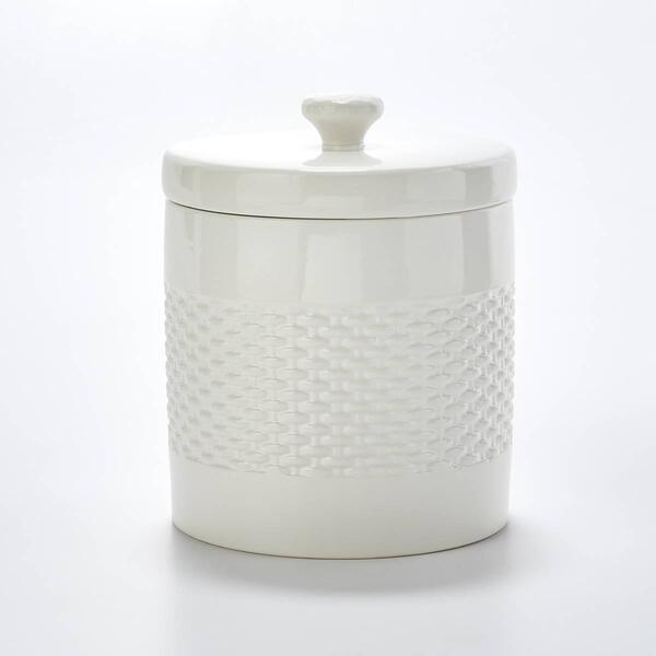 Home Essentials 61oz. White Round Basketweave Canister - image 