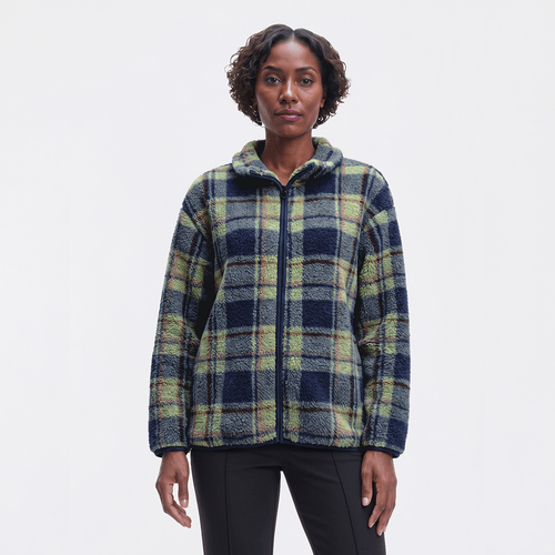 Plus Size Mountain Ridge Long Sleeve Plaid Zip Sherpa Jacket - image 