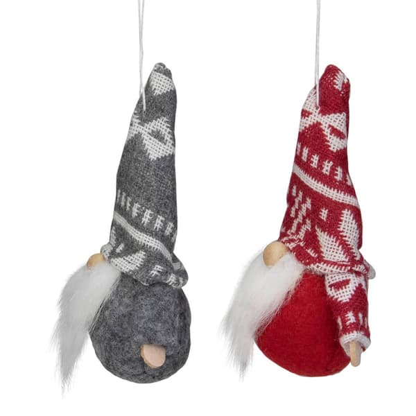 Northlight Seasonal Grey & Red Santa Gnome Ornaments - Set of 2