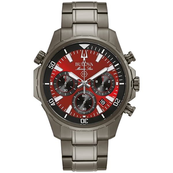 Mens Bulova Marine Star Grey IP Chrono Bracelet Watch - 98B350 - image 