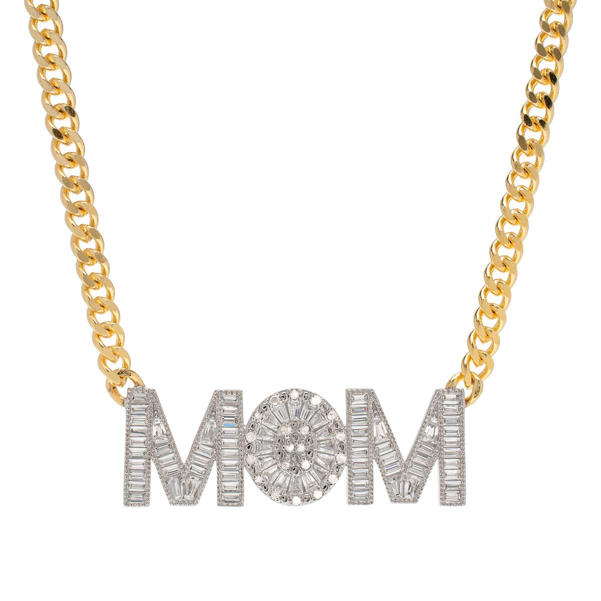 Gianni Argento Gold Plated CZ MOM Necklace