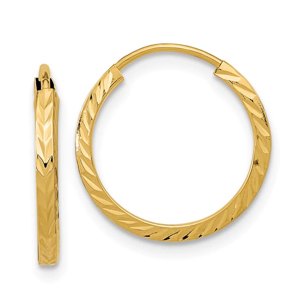 Gold Classics&#40;tm&#41; 15mm. 14kt Diamond Cut Square Tube Earrings - image 