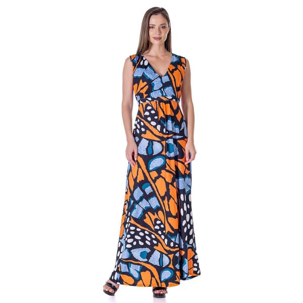 Womens 24/7 Comfort Apparel Butterfly Empire Waist Maxi Dress - image 