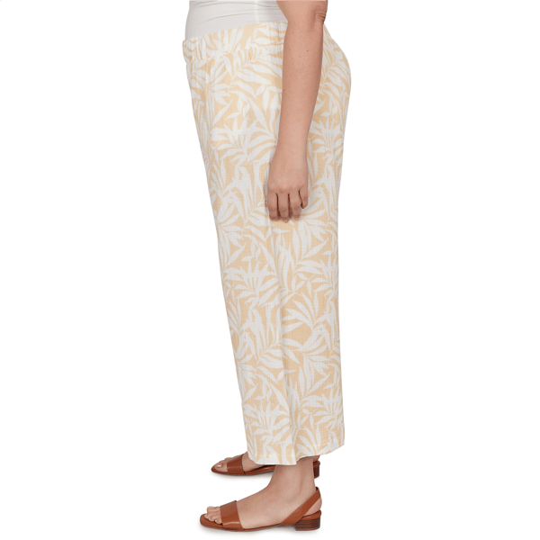 Plus Size Emaline Verde Grove II Tropical Pull On Wide Leg Pants