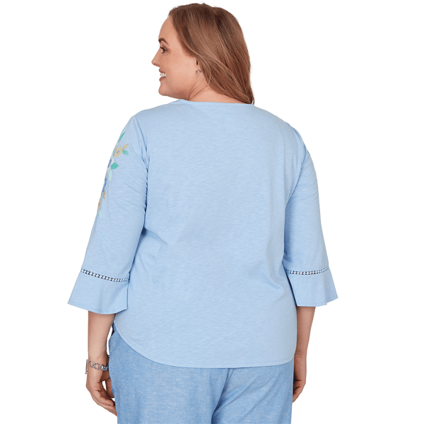 Plus Size Alfred Dunner Caribbean Blues Floral Embroidery Blouse
