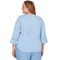 Plus Size Alfred Dunner Caribbean Blues Floral Embroidery Blouse - image 2