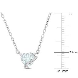 Sterling Silver Aquamarine & Diamond Accent Heart Pendant