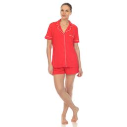 Womens White Mark Short Sleeve Bamboo Pajama Set
