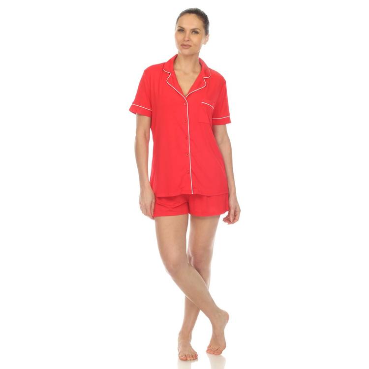 Womens White Mark Short Sleeve Bamboo Pajama Set