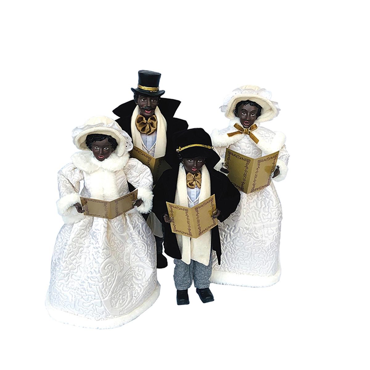Santa’s Workshop Black Carolers in White - Set of 4