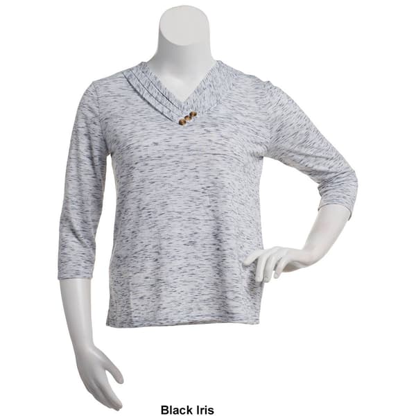 Petite Hasting & Smith 3/4 Sleeve Pleat Crossover V-Neck Tee