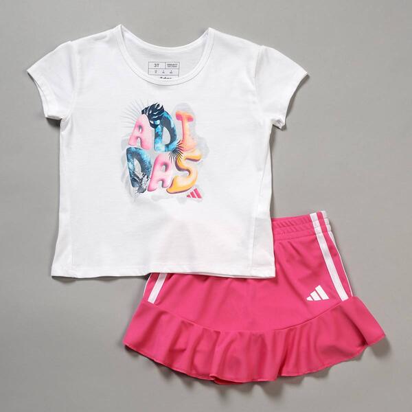 Toddler Girl adidas&#40;R&#41; Graphic Tee & Ruffle Skort Set - image 