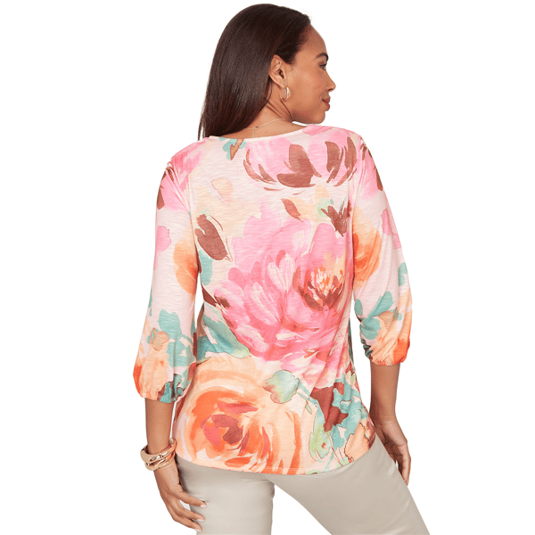 Womens Ruby Rd. Renaissance Romance Scallop Neck Floral Blouse