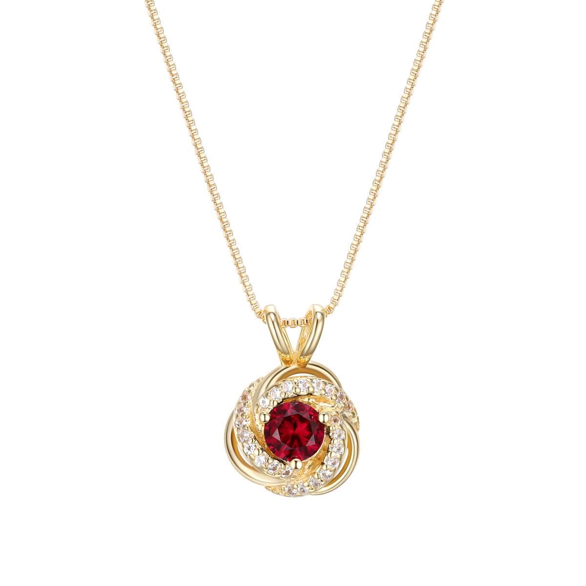 Forever Facets® 18kt. Gold Ruby Love Knot Pendant Necklace
