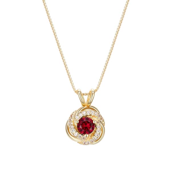 Forever Facets(R) 18kt. Gold Ruby Love Knot Necklace