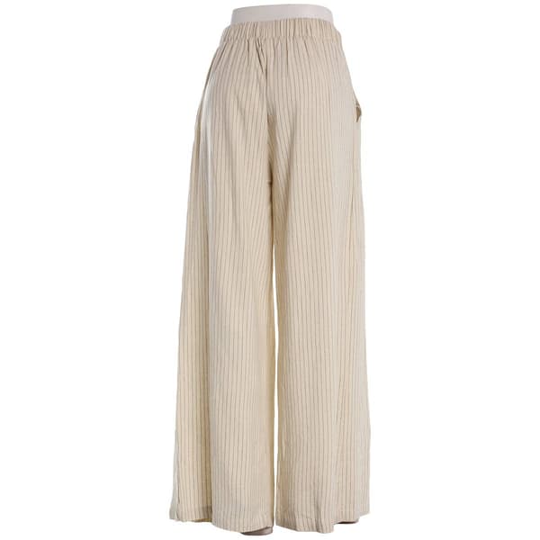Juniors Hunter & Brown Stripe Linen Blend Fashion Wide Leg Pants