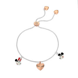 Shine Mickey & Minnie Enamel Two-Tone Heart Bolo Bracelet