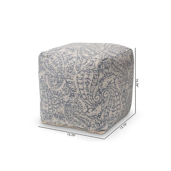 Baxton Studio Juvita Handwoven Cotton Paisley Pouf Ottoman