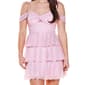 Juniors Emerald Sundae Mesh Bow Strap Tier Mini A-Line Dress - image 3