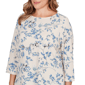 Plus Size Emaline Key Items 3/4 Sleeve Pebble Knit Floral Tee - image 5