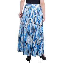 Womens NY Collection Pull On Pattern Skirt - Blue