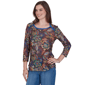 Womens Ruby Rd. Game of Luxe 3/4 Sleeve Floral Tee - image 3