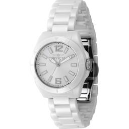 Womens Invicta Ceramic Silver Quartz 3 Hand Watch - 47334