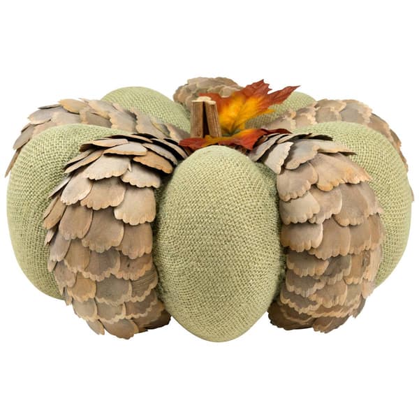 Northlight Fall Harvest Layered Wooden Leaves & Burlap Pumpkin