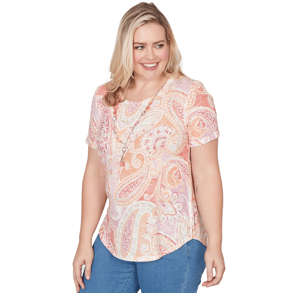 Womens Alfred Dunner Beachcomber Short Sleeve Paisley Tee