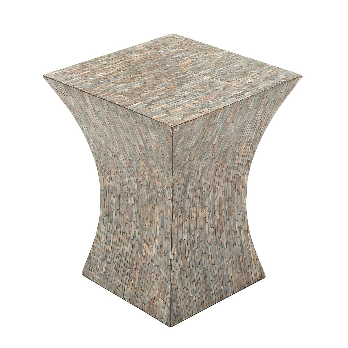 9th & Pike(R) Multi Geometric Mussel Shells And Wood Accent Table
