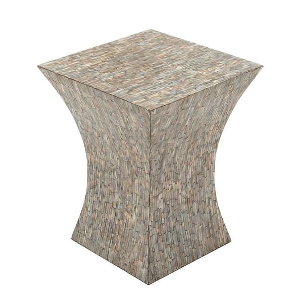 9th & Pike&#40;R&#41; Multi Geometric Mussel Shells And Wood Accent Table