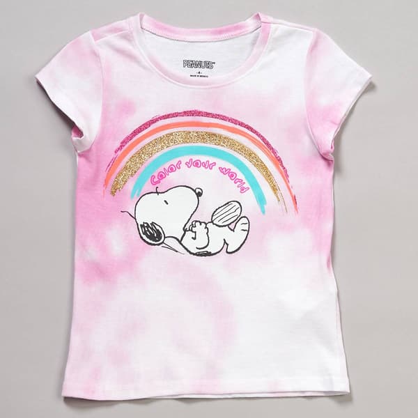 Girls (4-6x) Peanuts Snoopy Color Your World Rainbow Tee - image 