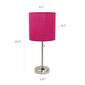 LimeLights Brush Steel Lamp w/Charging Outlet/Pink Shade-Set of 2 - image 4