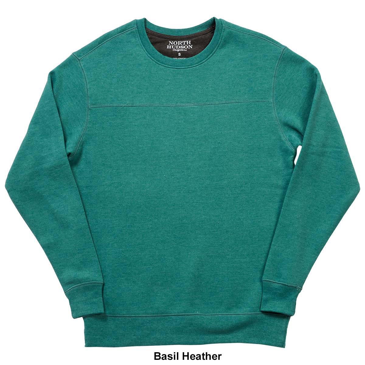 Mens North Hudson Suede Crew Neck Pieced Chest Sweatshirt