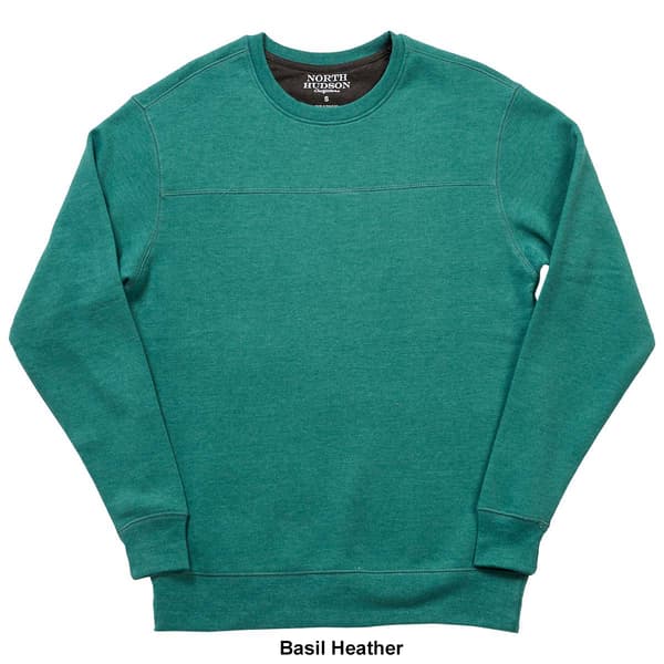 Mens North Hudson Suede Crew Neck Pieced Chest Sweatshirt