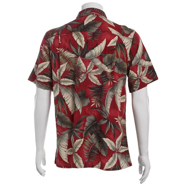 Mens Campia Short Sleeve Rayon Spandex Button Down Shirt - Red