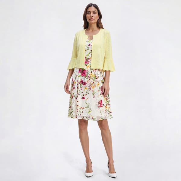 Womens Perceptions Ruffle Sleeve Cardigan Fit & Flare Dress