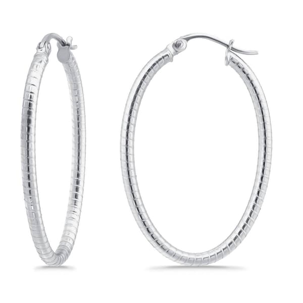 Designs by FMC 3mmx30mm Polish Oval Click-Top Hoop Earrings